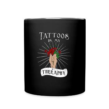 Tattoos sind meine Therapie Tätowierer - Tasse einfarbig - Schwarz - Vorne