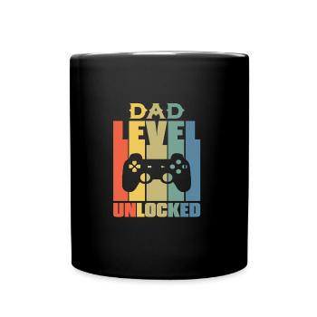 Dad Level Unlocked Gamer Vatertag - Tasse einfarbig - Schwarz - Vorne