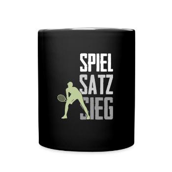 Tennis Spiel Satz Sieg - Tasse einfarbig - Schwarz - Vorne