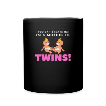 Twins pregnancy mom dad gift 7th - Full Colour Mug - black - Front