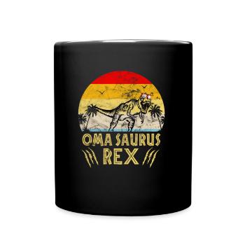 Vintage Omasaurus Oma Coole Retro Oma Dinosaurier - Tasse einfarbig - Schwarz - Vorne