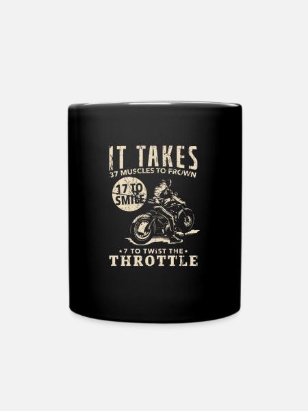 Biker It Takes 7 Muscles To Twist The Throttle - Full Colour Mug - black