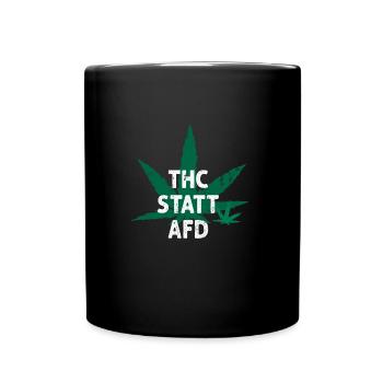 THC Instead of AfD Funny Smoking Pot Cannabis Weed - Full Colour Mug - black - Front