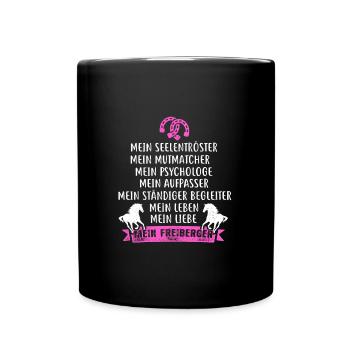 Mein Freiberger Pferd Pferde Reiten - Tasse einfarbig - Schwarz - Vorne
