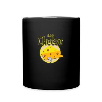 Say Cheeseburger Design avec fromage et souris - Mug uni - noir - Devant