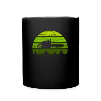 Scie à chaîne Sunset Retro Forest Wood Lumberjack Forest - Mug uni - noir - Devant