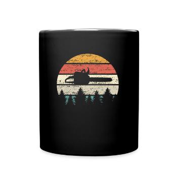 Forêt de tronçonneuse bois coucher de soleil rétro forêt de bûcheron - Mug uni - noir - Devant