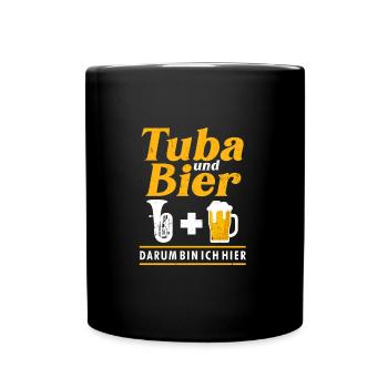 Tuba und Bier Blasmusik Alkohol Tubist Tuba - Tasse einfarbig - Schwarz - Vorne
