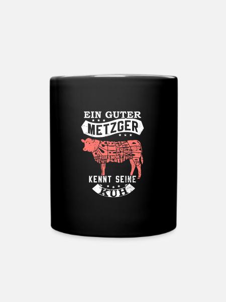 Ein guter Metzger kennt seine Kuh Fleischer Lustig - Tasse einfarbig - Schwarz