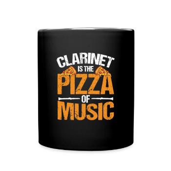 Klarinette ist die Pizza der Musik Geschenk - Tasse einfarbig - Schwarz - Vorne
