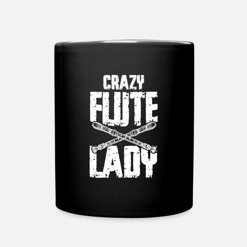 Verrückte Flöten Dame Flöte Querflöte Spruch - Tasse einfarbig - Schwarz