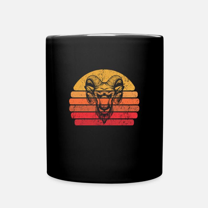 Ziege Bauernhof Retro Ziegenbock Gesschenk - Tasse einfarbig - Schwarz