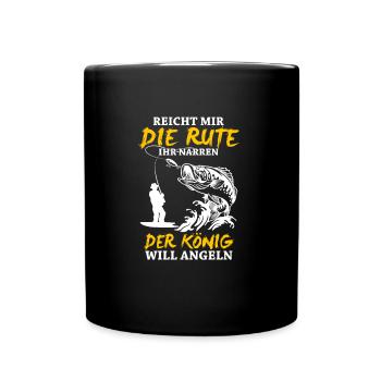 Angler Angeln Reicht Mir Die Rute - Tasse einfarbig - Schwarz - Vorne