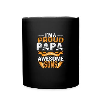 Stolzer Papa von 3 Kindern - Tasse einfarbig - Schwarz - Vorne