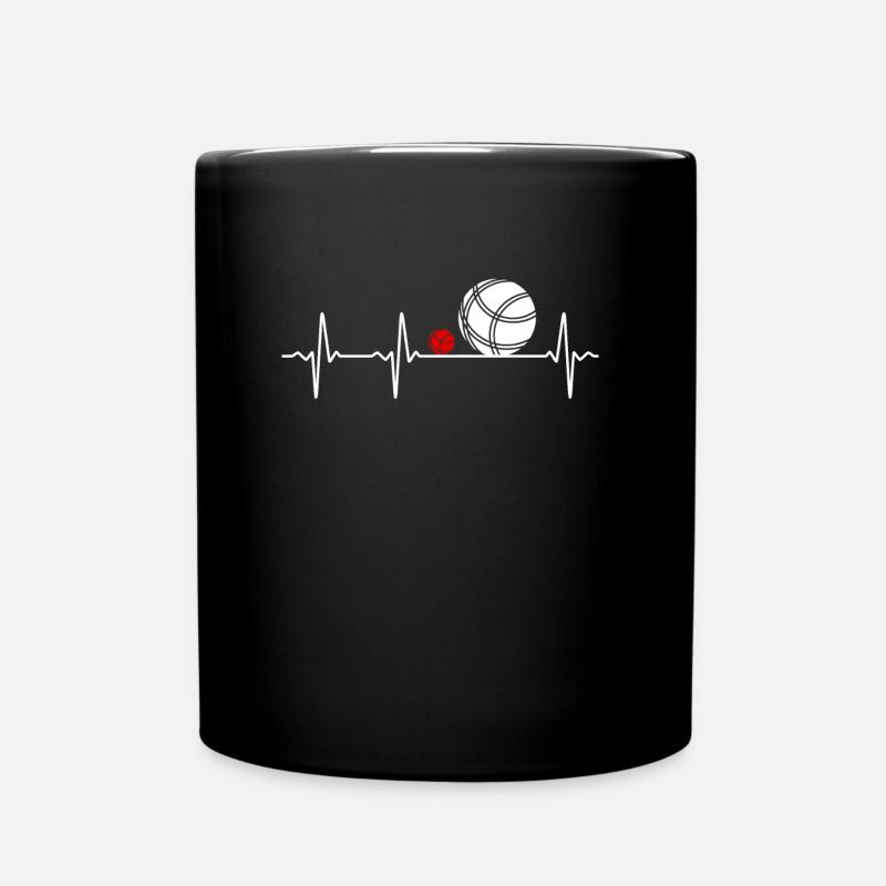 Pétanque Boules Heartbeat Boccia Herzschlag Design - Tasse einfarbig - Schwarz