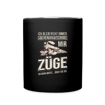 Zug Züge Eisenbahn Lok Dampflok Modelleisenbahn - Tasse einfarbig - Schwarz - Vorne