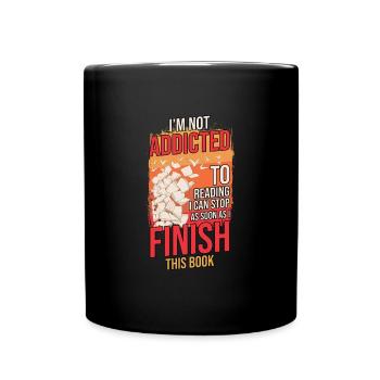 Bookworm Funny Nerd Geek Bookworm Library - Full Colour Mug - black - Front