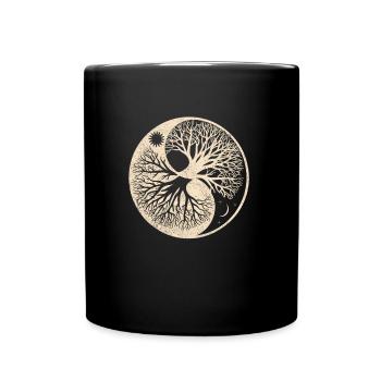 Wikinger Yggdrasil Lebensbaum Thor Odin Nidhöggr - Tasse einfarbig - Schwarz - Vorne