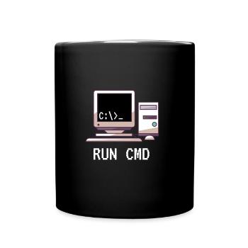 Console Funny Nerd Run CMD - Full Colour Mug - black - Front
