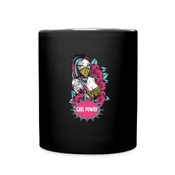 Tattoo Women Girl Power Strong Feminist - Full Colour Mug - black - Front