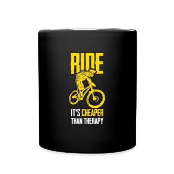Fahrrad Radsport Rennrad Mountainbike Rad Natur - Tasse einfarbig - Schwarz - Vorne