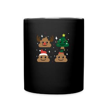 Christmas Poo Emoji - Tasse einfarbig - Schwarz - Vorne