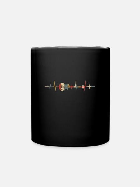 Battement de coeur de guitare basse - cadeau rétro pour - Mug uni - noir