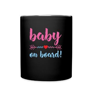 Schwangere Frau Schwangerschaft Schwanger Geschenk - Tasse einfarbig - Schwarz - Vorne