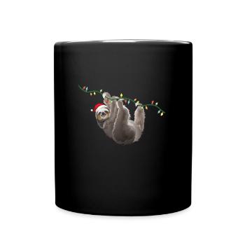 Faultier Weihnachten Deko - Sloth Weihnachtsbaum - Tasse einfarbig - Schwarz - Vorne