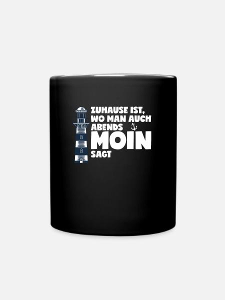 Norddeutsch Plattdeutsch Leuchtturm Geschenk-Idee - Tasse einfarbig - Schwarz