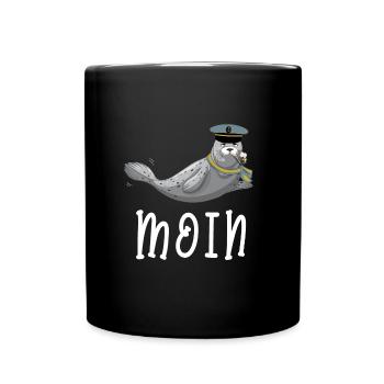 North Sea seal Moin saying - Sylt Kiel seal - Full Colour Mug - black - Front