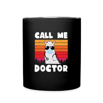 Ärzte Alpaka Lama Call me Doctor Lustiges Medizin - Tasse einfarbig - Schwarz - Vorne