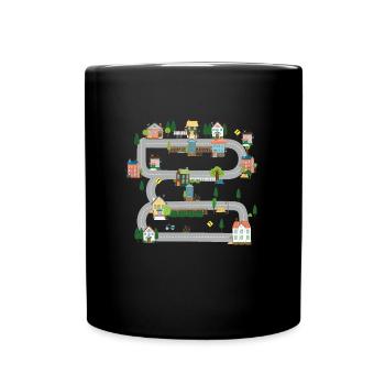 Play mat car children play carpet on back - Full Colour Mug - black - Front