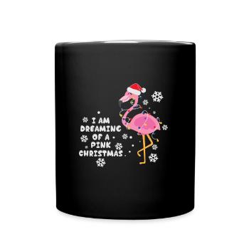 Flamingo Pink Christmas Santa Hat - Full Colour Mug - black - Front