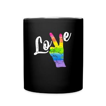 Love Peace Rainbow Gay Pride LGBT Lesbian Gay Prid - Mug uni - noir - Devant