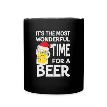 It's the most wonderful time for a beer xmas - Tasse einfarbig - Schwarz - Vorne