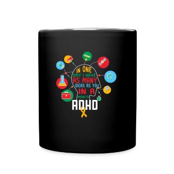 ADHD gift ADHD attention deficit - Full Colour Mug - black - Front