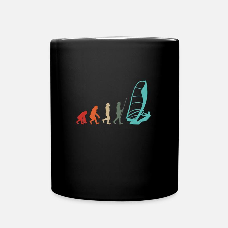 Windsurfer Retro Surfer Windsurfen Evolution - Tasse einfarbig - Schwarz