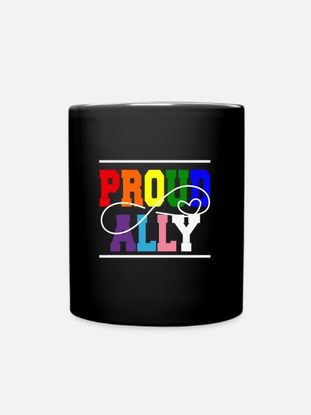 Pride Proud Ally Citation lesbienne gay - Mug uni - noir
