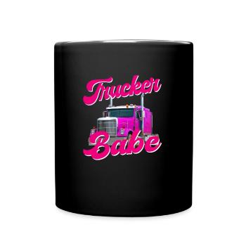 Trucker Babe Truck Driver Woman Long Distance PS Baby Truck - Full Colour Mug - black - Front