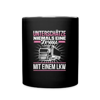 Never underestimate a woman being stalked in a truck - Full Colour Mug - black - Front
