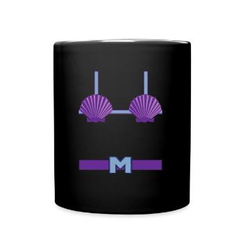 Mermaid Man / Woman Costume Shell Bikini - Full Colour Mug - black - Front