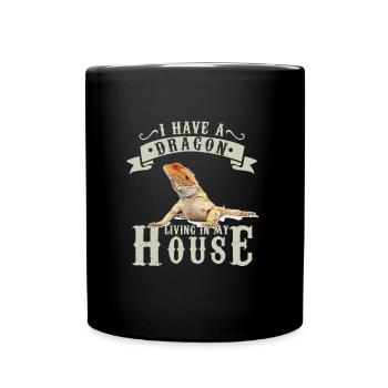 Reptile Saying I Have A Dragon Iguana Lizard - Full Colour Mug - black - Front