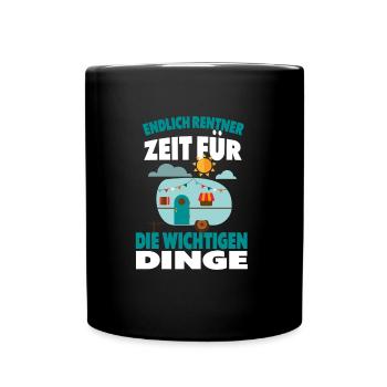 Endlich Rentner Camping Rentner - Tasse einfarbig - Schwarz - Vorne