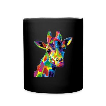 Verrückte Giraffe - Tasse einfarbig - Schwarz - Vorne