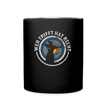 Bogenschiessen Bogenschütze Bogen Pfeil Langbogen - Tasse einfarbig - Schwarz - Vorne