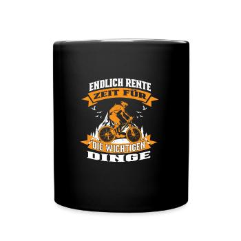 Fahrrad MTB Endlich Rente - Tasse einfarbig - Schwarz - Vorne