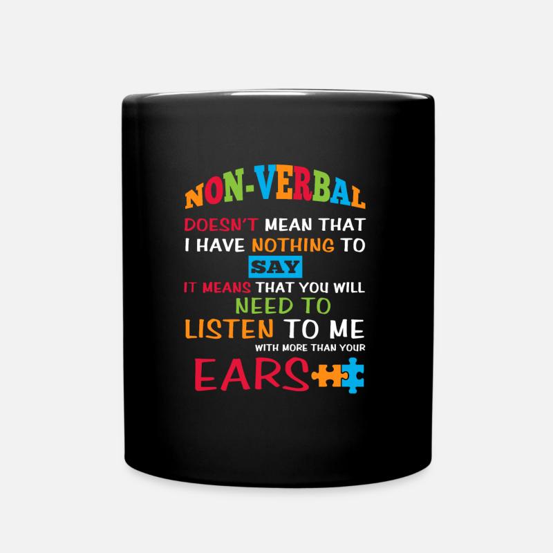 Non Verbal Spectrum Autistic Puzzle - Full Colour Mug - black