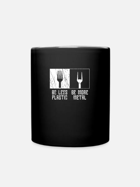 Lustig Rocker Heavy Metal Umweltschutz Pommesgabel - Tasse einfarbig - Schwarz