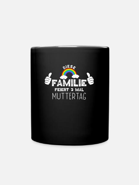 Lustig Regenbogenfamilie Muttertag Spruch Mama - Tasse einfarbig - Schwarz